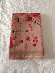 Light Cinnamon Tasser Silk Printed Saree