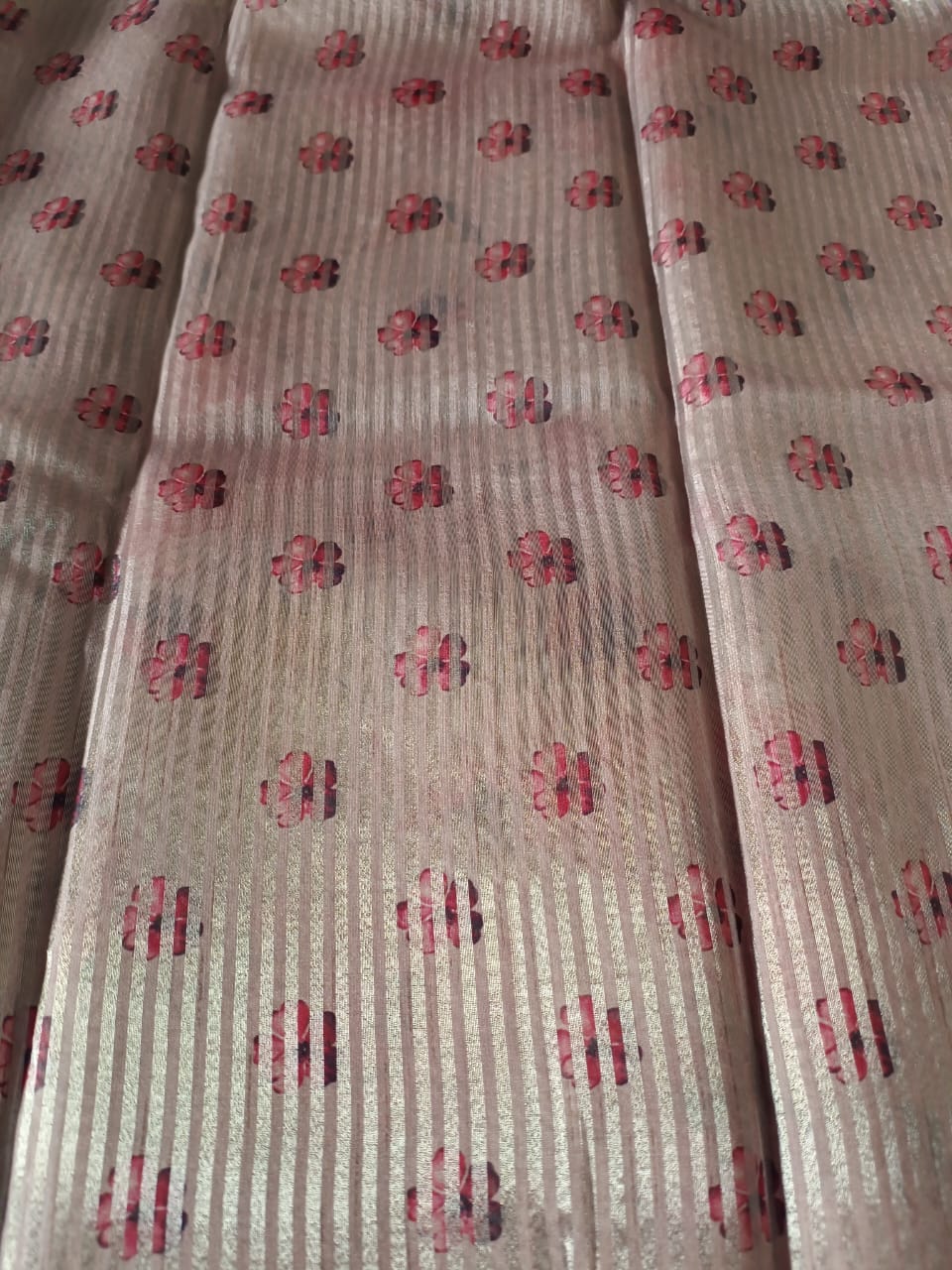 Light Cinnamon Tasser Silk Printed Saree