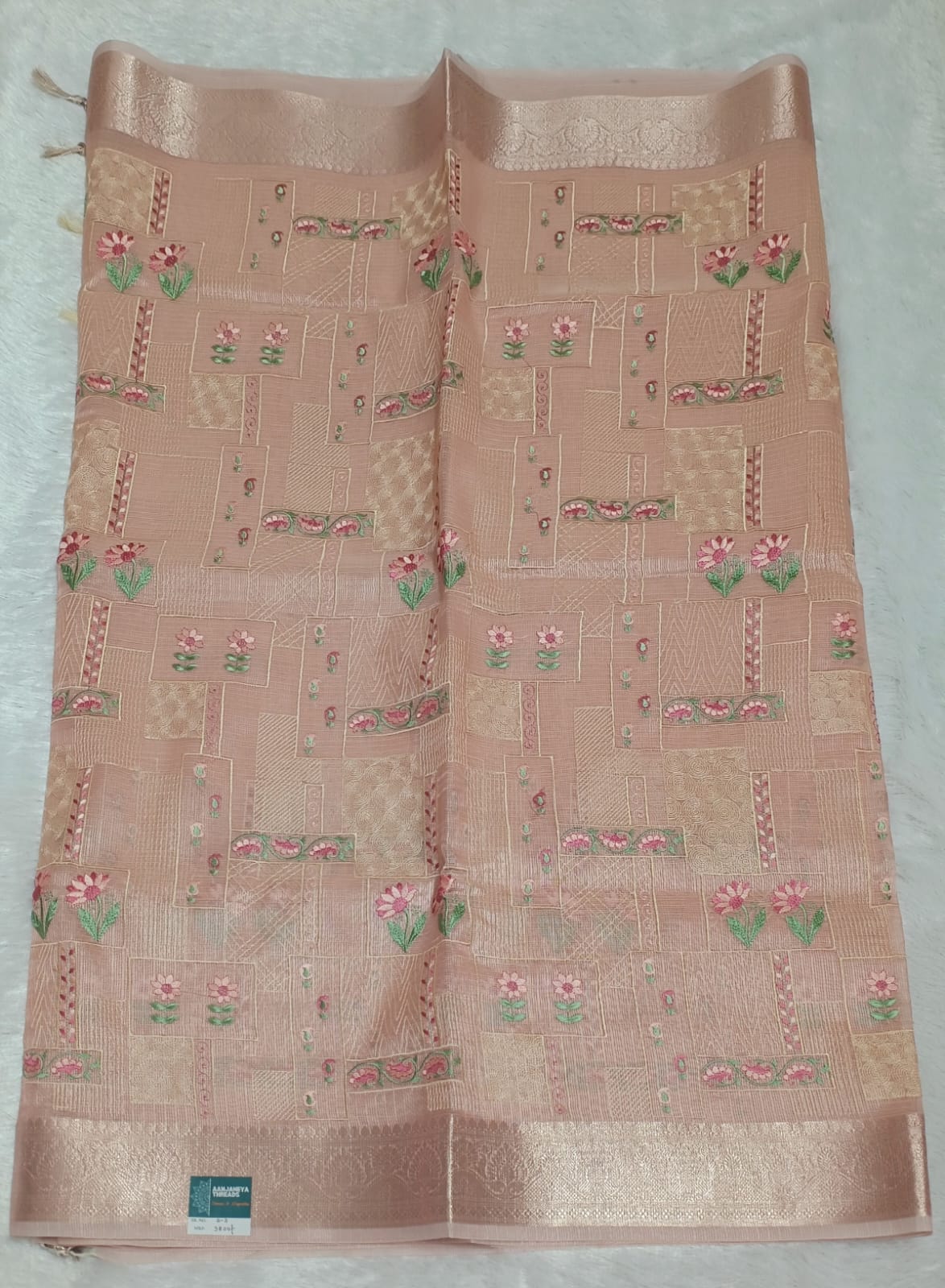 Medium Peach Red Soft Tissue Saree