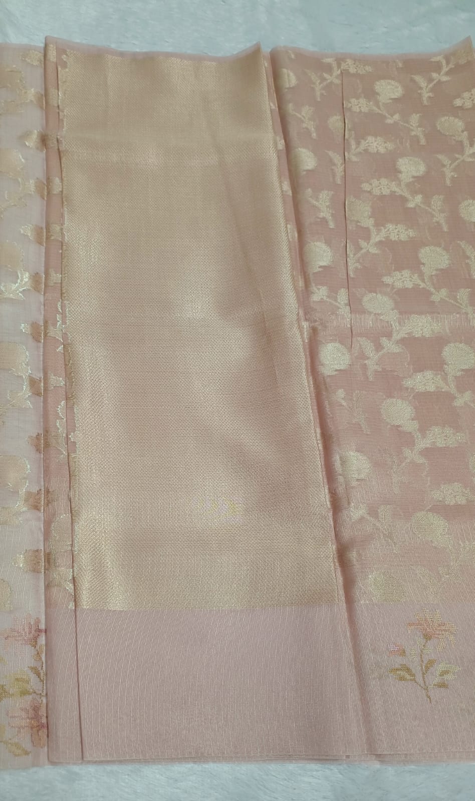 Pastel Peach Soft Tissue Saree