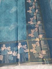Cerulean Fancy Material Printed Saree