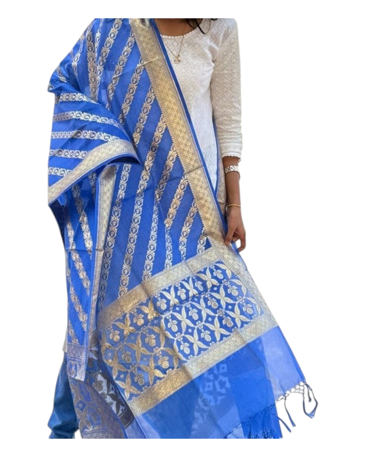 Blue Organza Dupatta