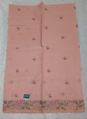 Blushing Peach Fancy Check Saree