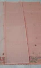Blushing Peach Fancy Check Saree