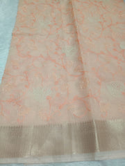Chic Peach Fancy Check Saree