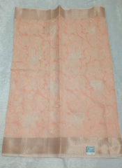 Chic Peach Fancy Check Saree