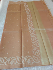 Light Antique Copper Soft Tissue Embroidery Saree