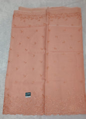 Creamy Peach Pure Cotton Saree