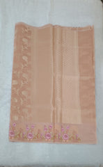 Dark Heather Peach Soft Tissue Saree