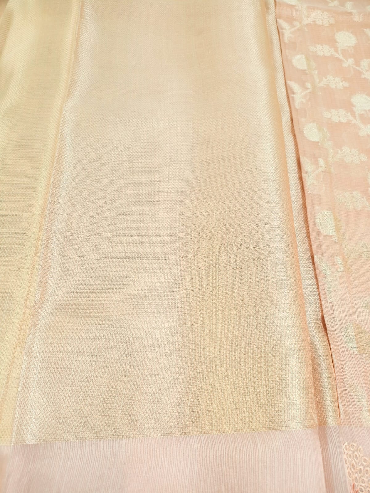 Dark Heather Peach Soft Tissue Saree