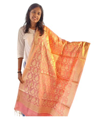 Dark Peach Silk Dupatta