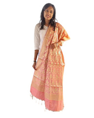 Dark Peach Silk Dupatta