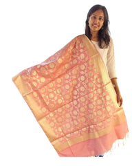 Dark Peach Silk Dupatta