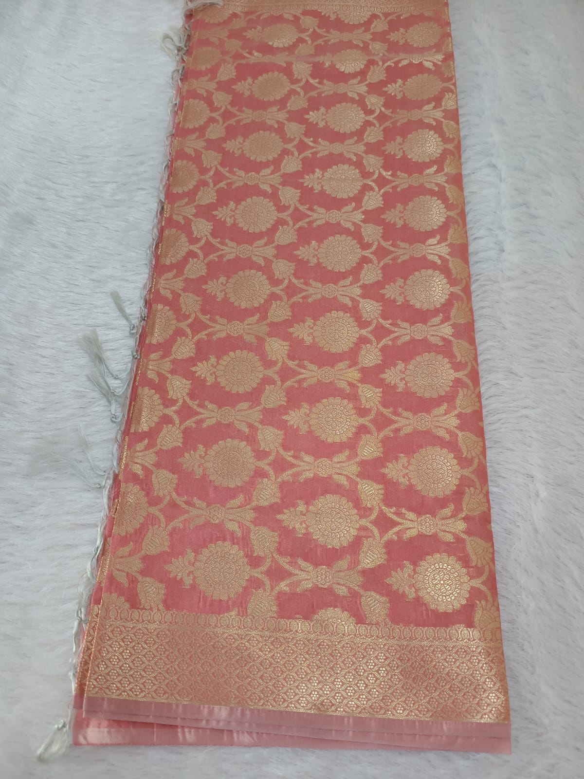 Dark Peach Silk Dupatta