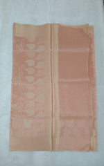 Dark Peach Soft Tissue Embroidery Saree