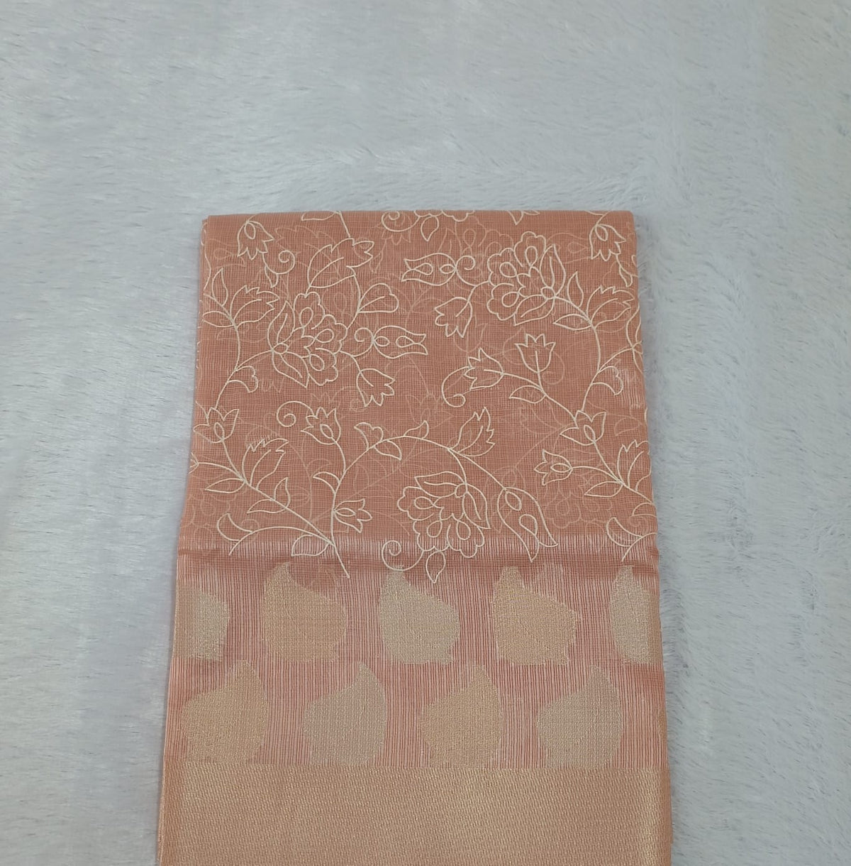 Dark Peach Soft Tissue Embroidery Saree