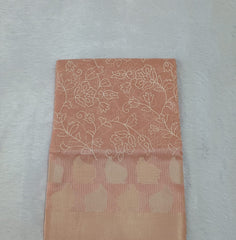 Dark Peach Soft Tissue Embroidery Saree