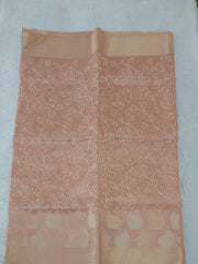 Dark Peach Soft Tissue Embroidery Saree