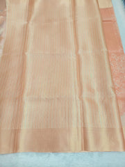 Dark Peach Soft Tissue Embroidery Saree