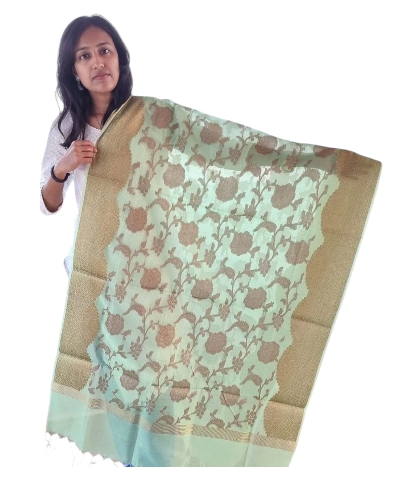 Emerald Green Zari Weaving Fancy Dupatta