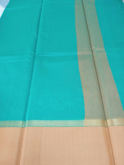 Blue Green Cotton Saree