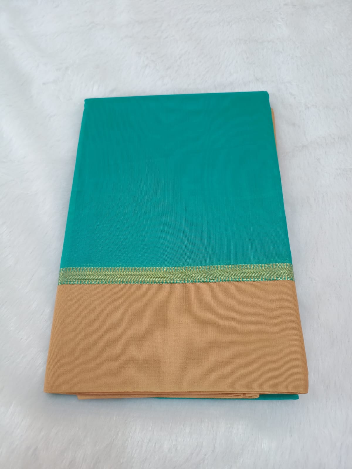 Blue Green Cotton Saree