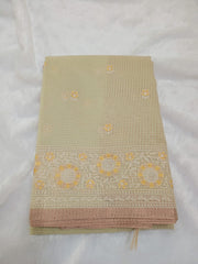 Light Basil Fancy Check Embroidery Saree