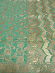 Green Cotton Weaving Floral Dupatta