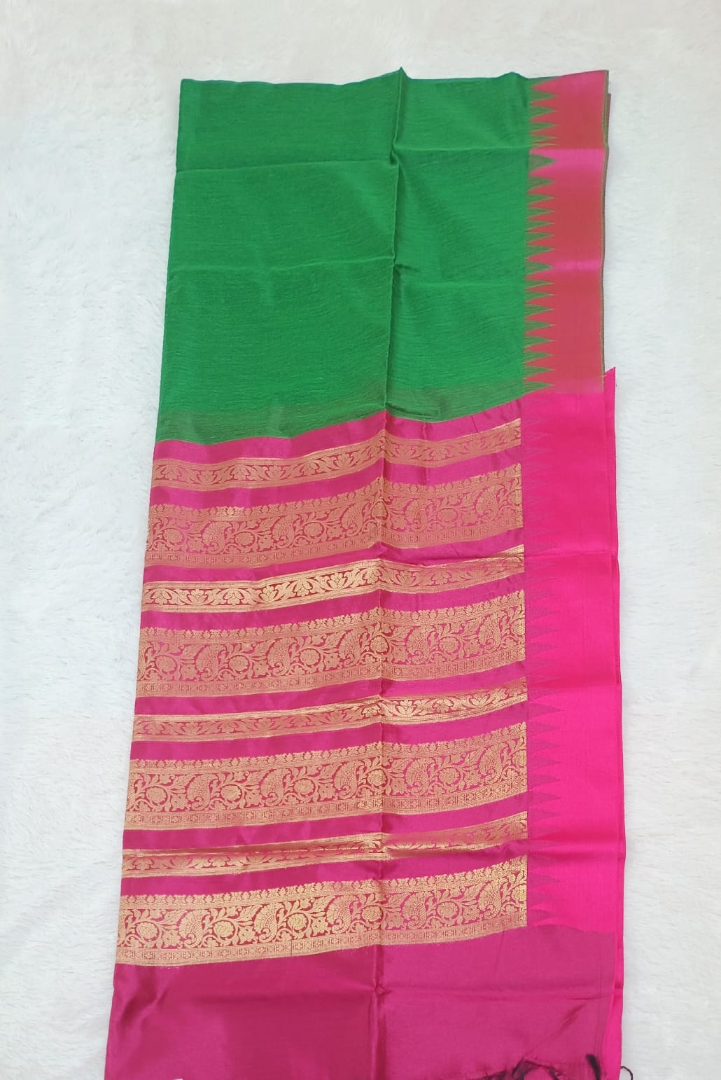Green & Pink Silk Saree