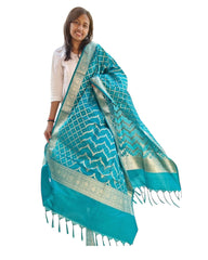 Blue Green Silk Dupatta
