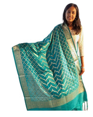Blue Green Silk Dupatta