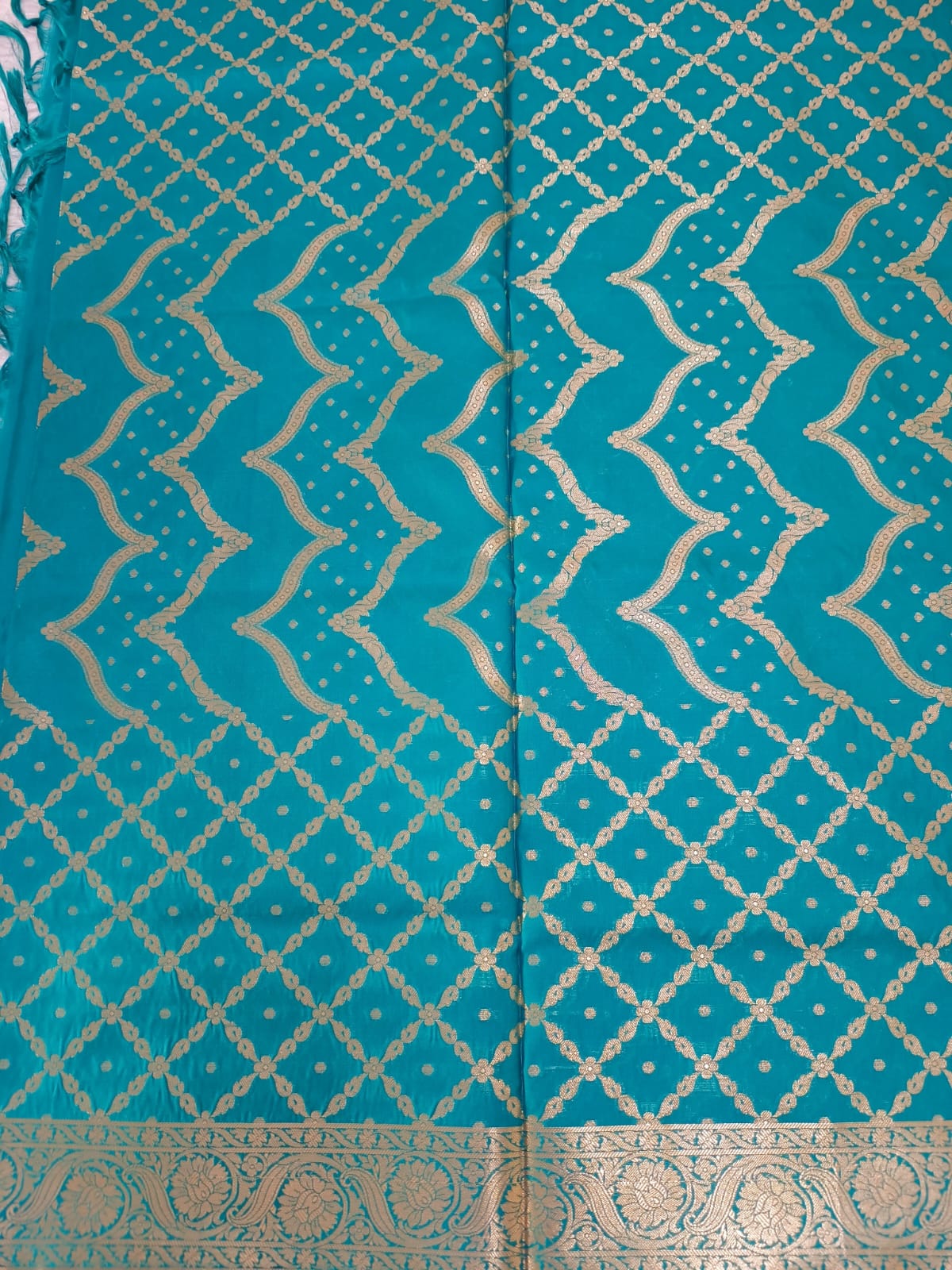 Blue Green Silk Dupatta