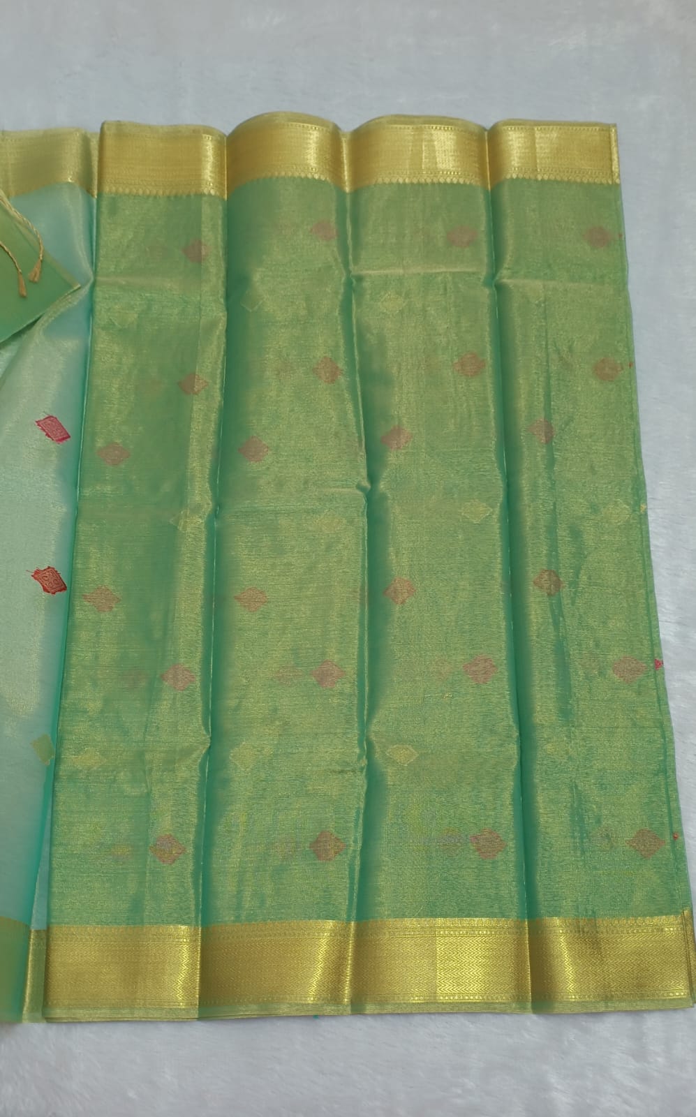 Shiny Sea Green Soft Tissue Saree