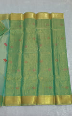 Shiny Sea Green Soft Tissue Saree