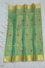 Shiny Sea Green Soft Tissue Saree