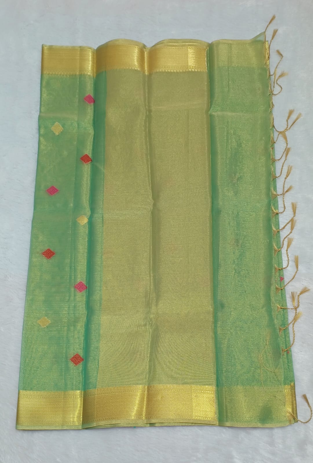 Shiny Sea Green Soft Tissue Saree