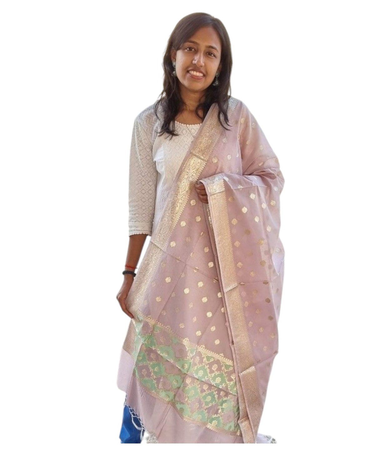 Grey Cotton Hand Weaving Dupatta