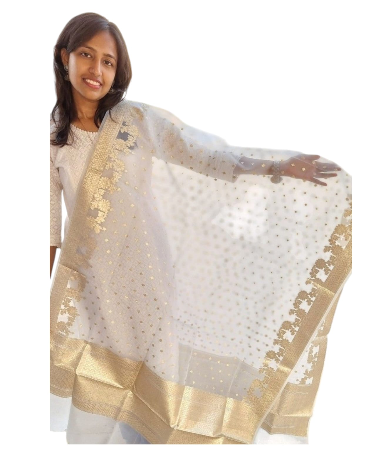 Grey Organza Dupatta