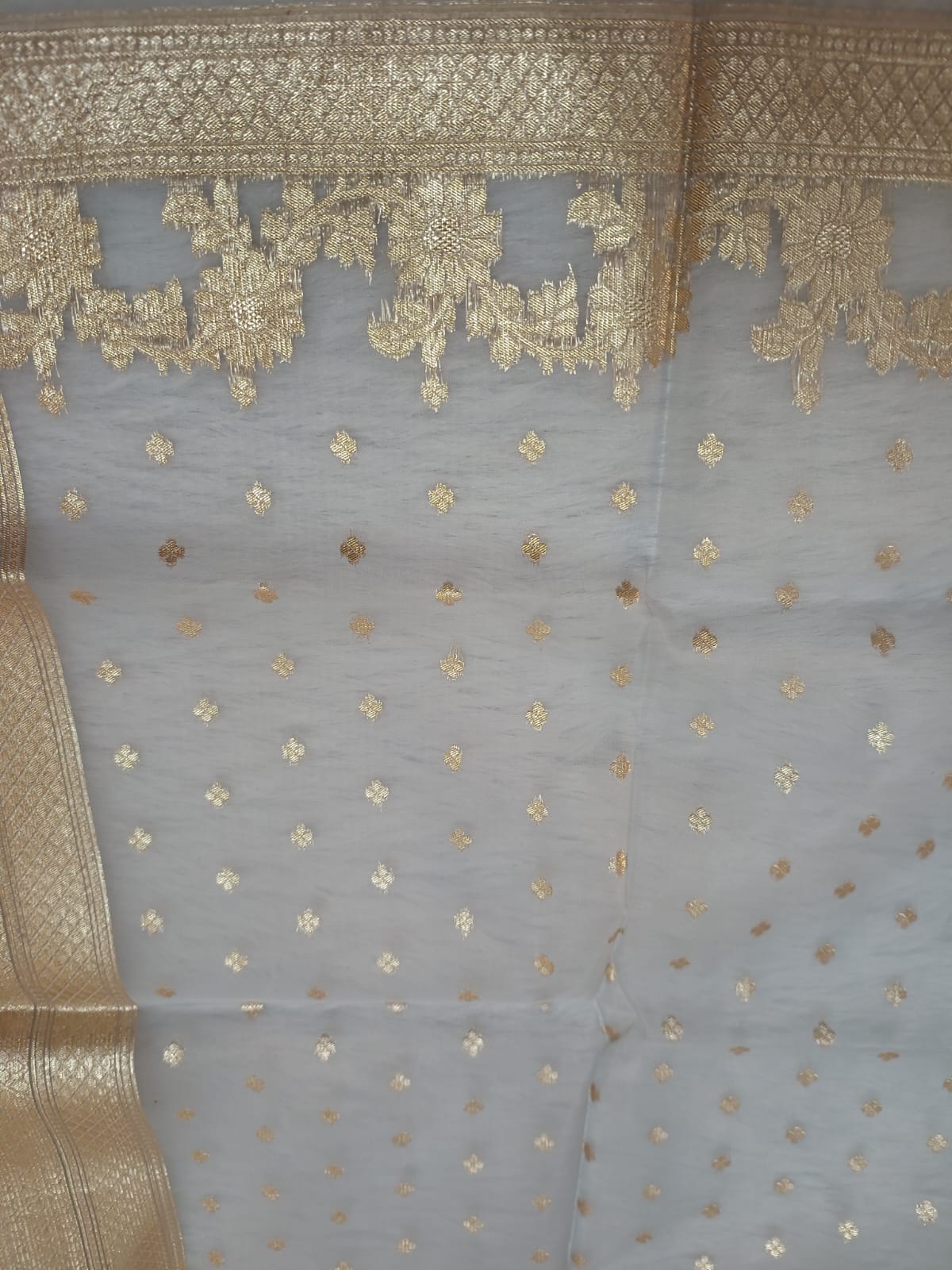 Grey Organza Dupatta