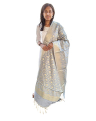 Medium Silver Silk Dupatta