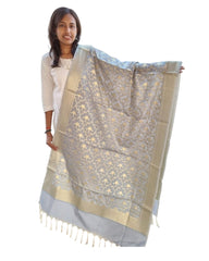 Medium Silver Silk Dupatta