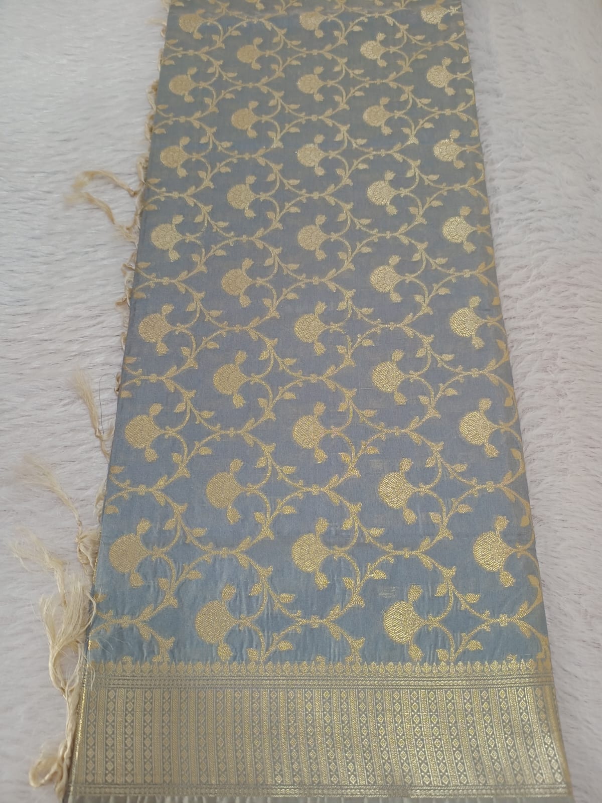 Medium Silver Silk Dupatta