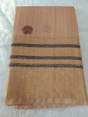 Ivory Cream Fancy Material Printed Saree