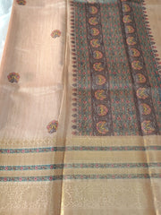 Ivory Cream Fancy Material Printed Saree