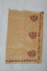 Light Dijon Soft Tissue HAND Embroidery Saree