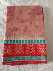 Exclusive- Light Pink Fancy Material Print+Weaving Saree