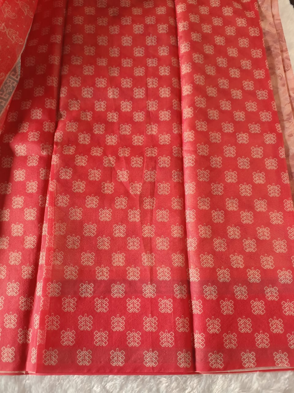 Exclusive- Light Pink Fancy Material Print+Weaving Saree