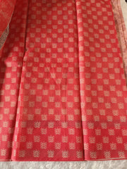 Exclusive- Light Pink Fancy Material Print+Weaving Saree