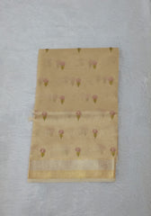 Light Yellow Soft Tissue Embroidery Saree