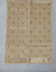 Light Yellow Soft Tissue Embroidery Saree